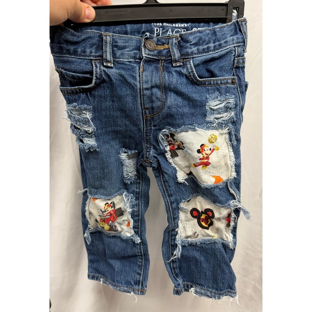 Custom Mickey Mouse Baby's 18-24M Unisex Patchwork Straight Leg Jeans
